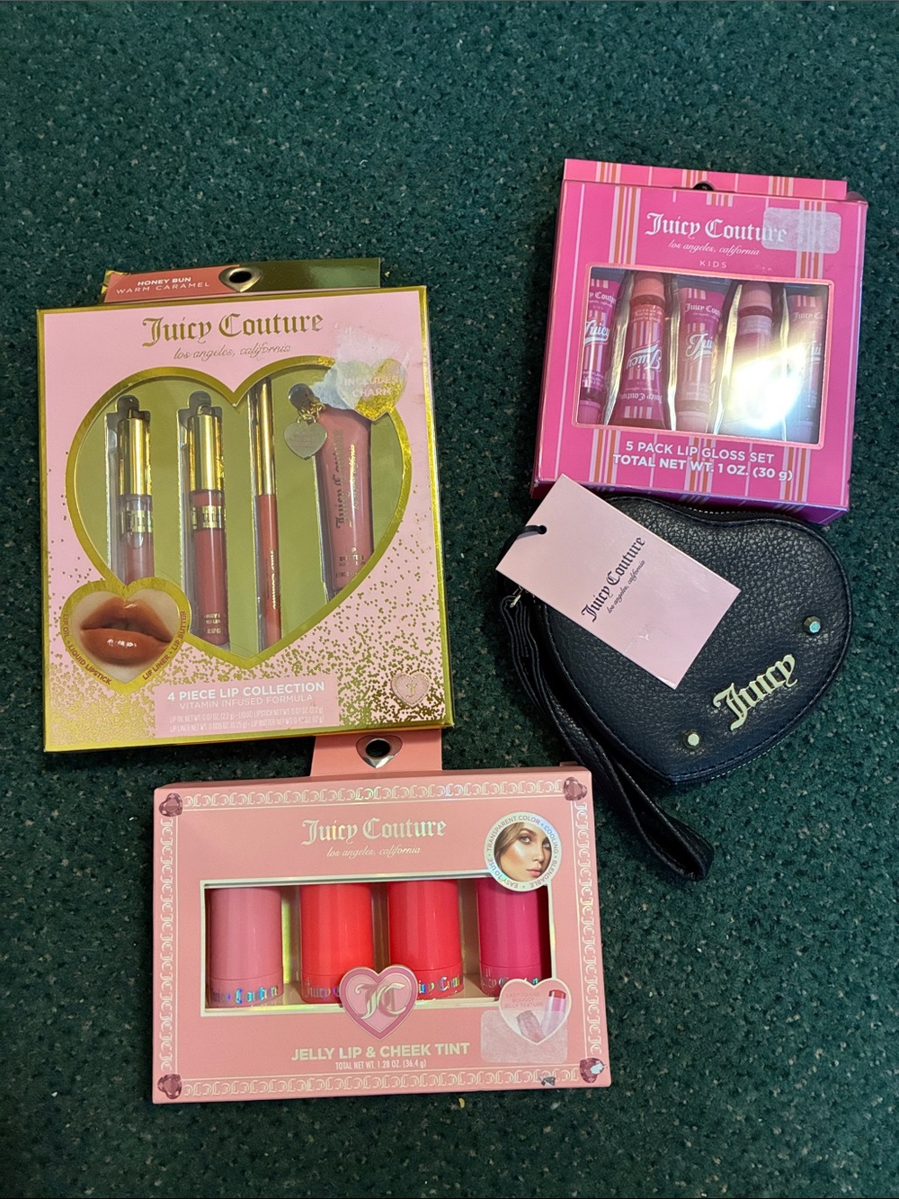 Juicy Couture 14 pc lip, cheek and Heart Wristlet Bundle